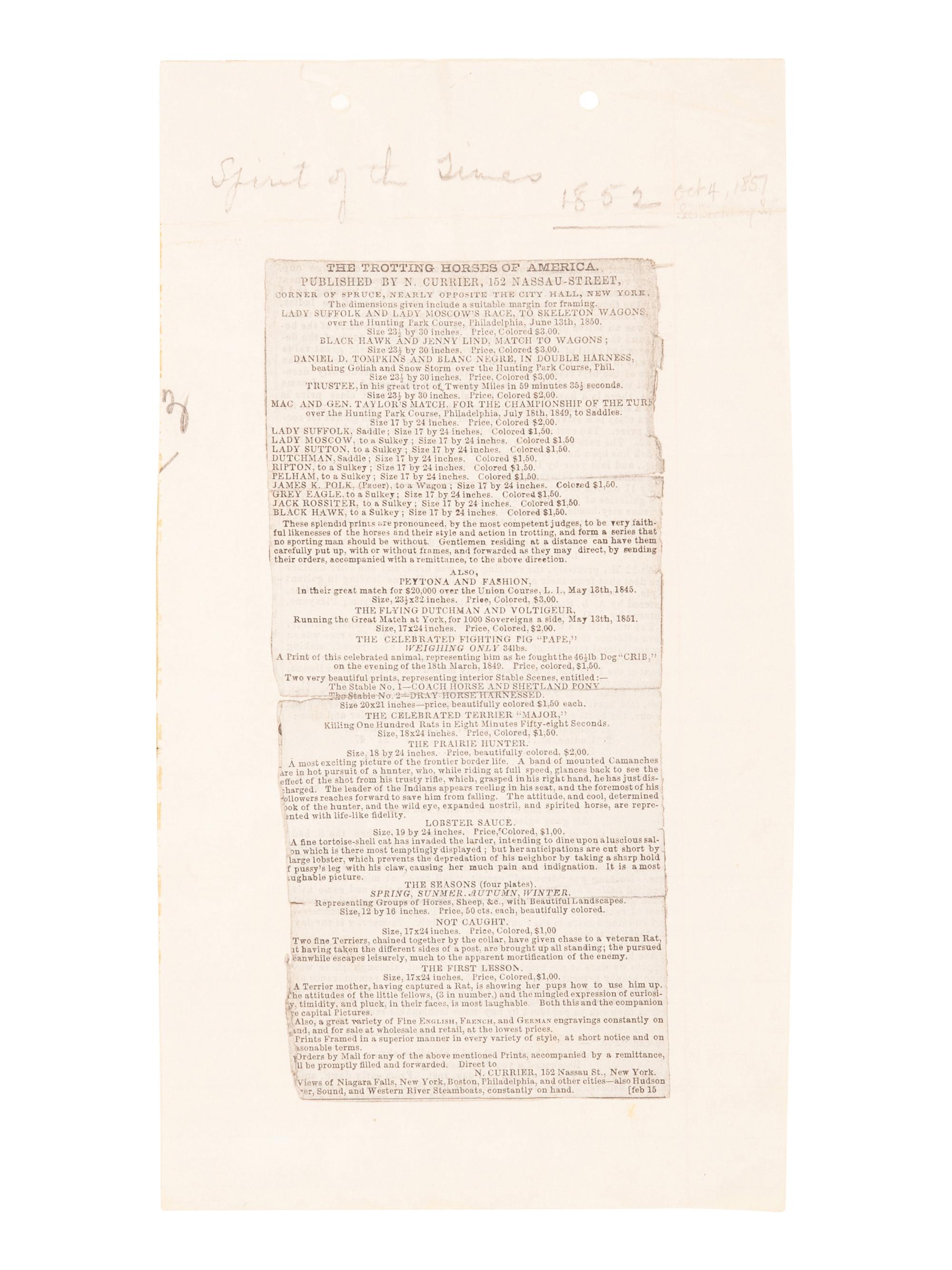 [ANNOUNCEMENTS] -- Currier & Ives, publishers