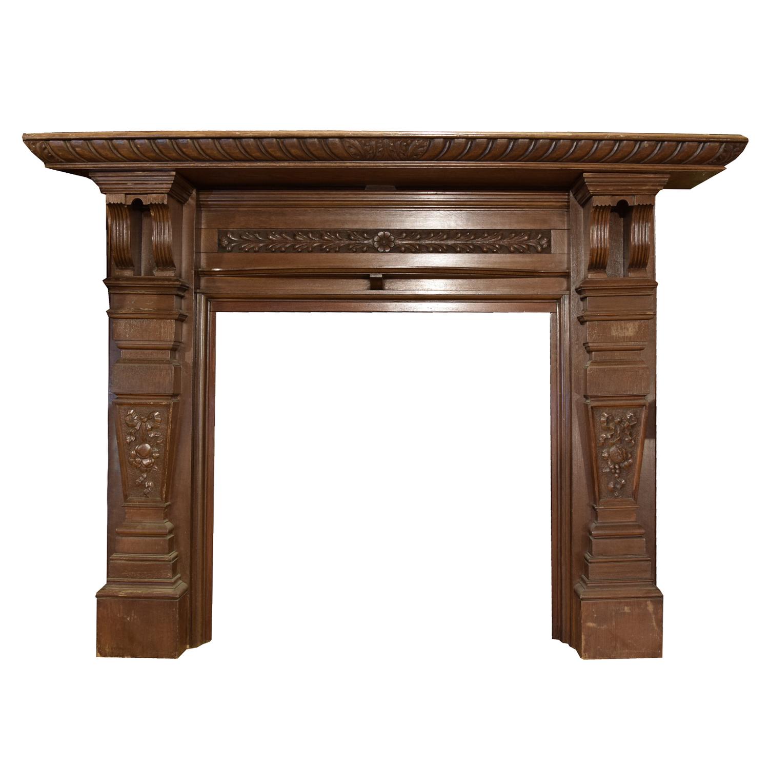 A Heavily Carved Oak Half Mantel 72" W x 12.5" D x 56" H — England, Circa 1880