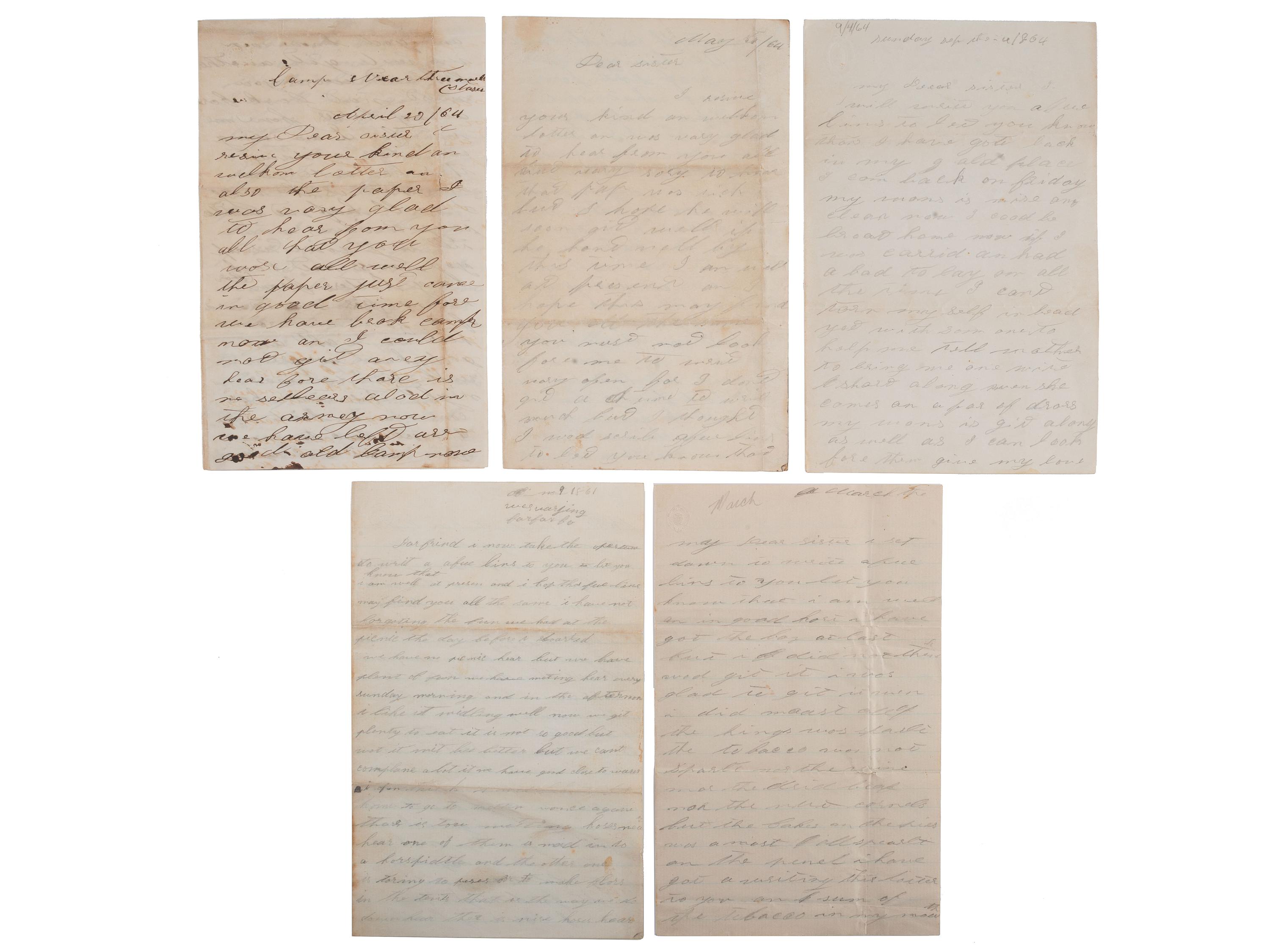 [CIVIL WAR]. Letters of Lewis Moore, Co. B, 1st Pennsylvania Cavalry.