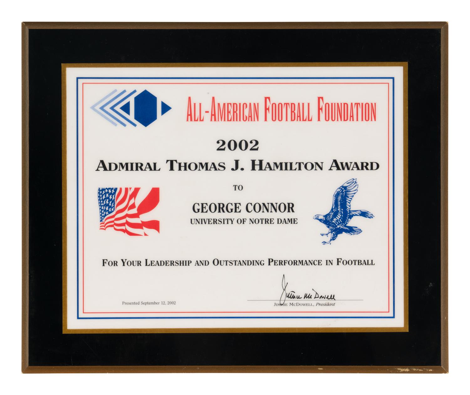 Collection One of Personal Items from Chicago Bears and Notre Dame Legend George Connor