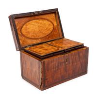 A George III Mahogany and Satinwood Tea Caddy