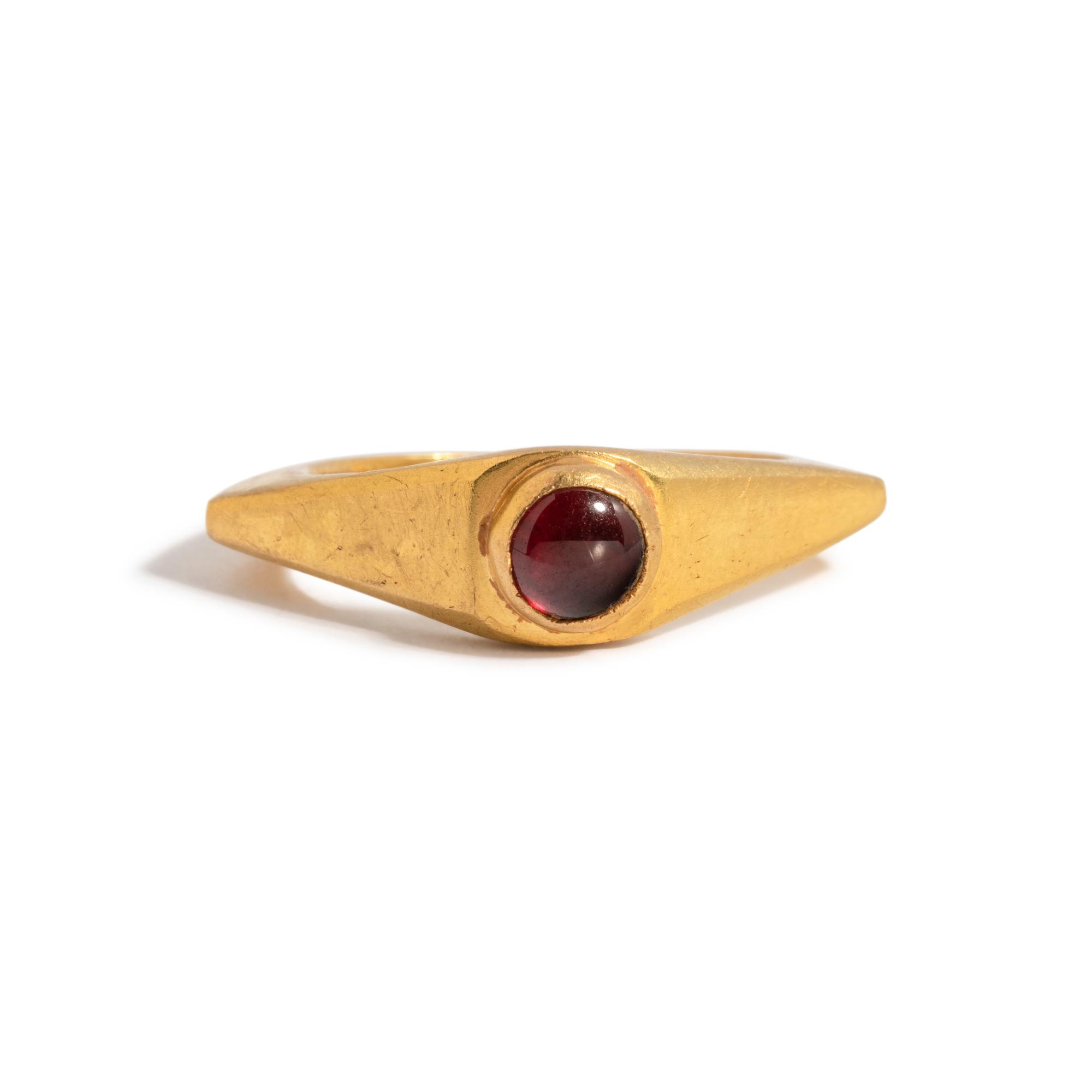 A Roman Gold and Garnet Finger Ring
