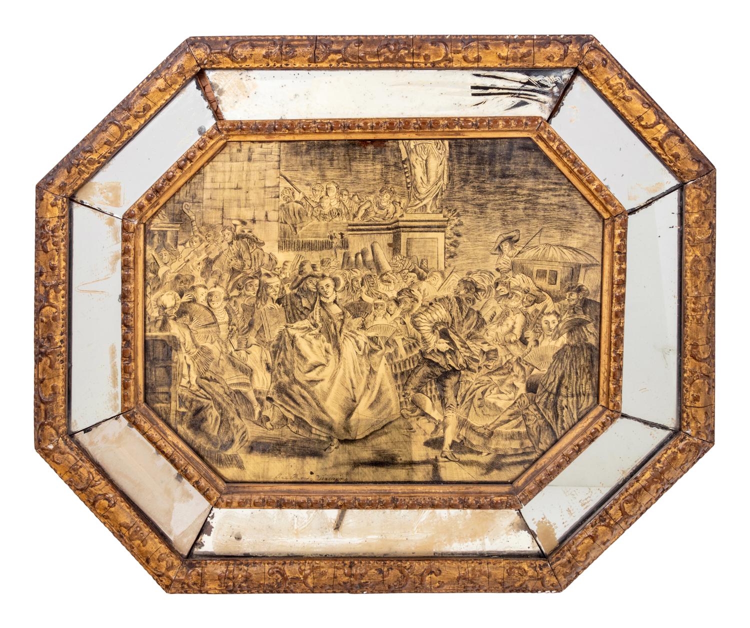 A Continental Reverse Painting on Glass