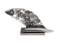 Chrome and Glass Floral Curved Sculpture, 1999