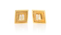 A Pair of 18 Karat Yellow Gold and Diamond Earrings, 6.60 dwts.