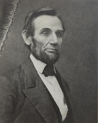 LINCOLN, Abraham (1809-1865). GERMAN, C. S., photographer, after. Photograph portrait, 20th-century reprint from the original 1861 glass negative. Springfield, IL: Herbert Georg Studio, [ca 1941?].