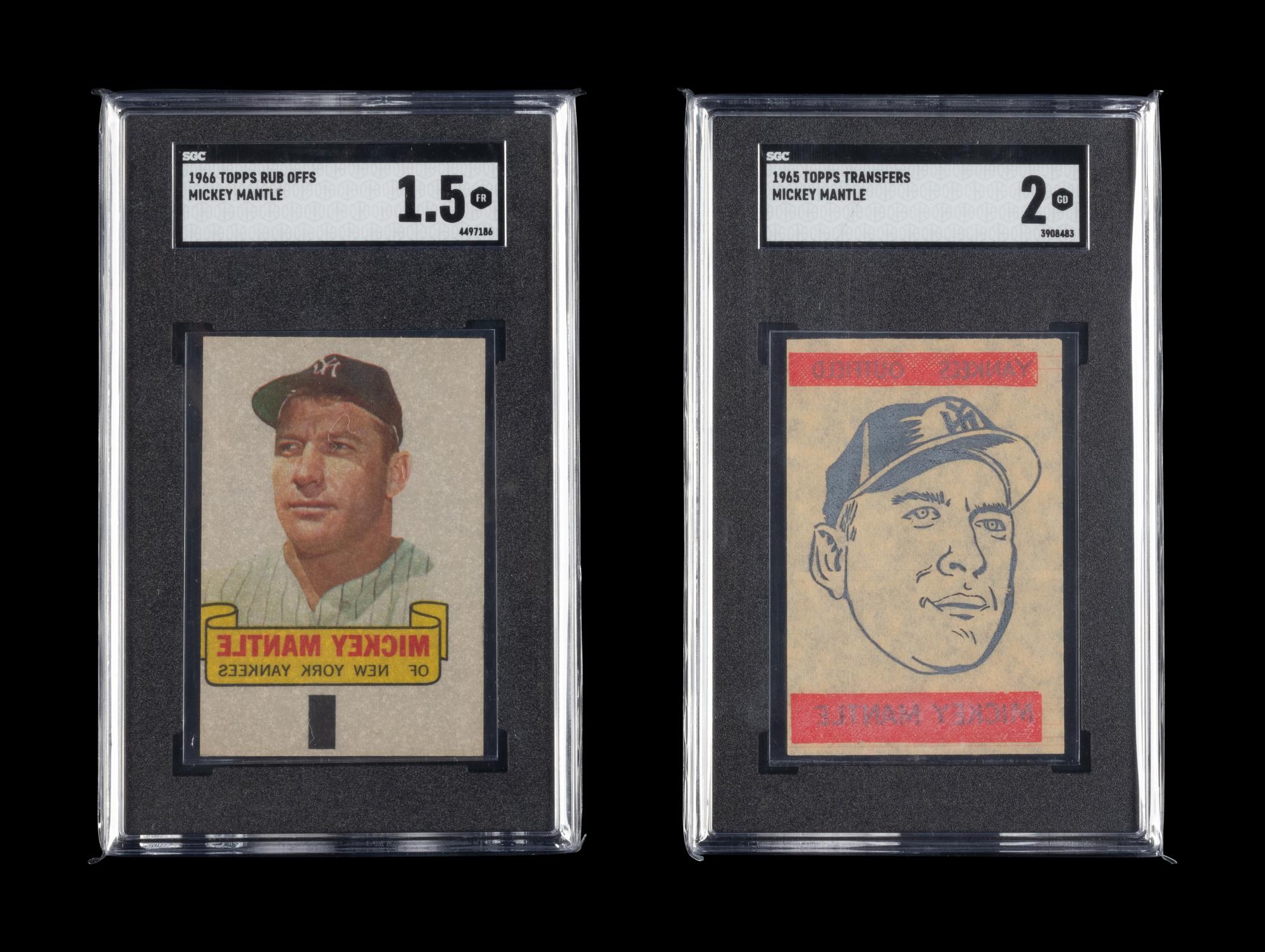 A Group of 1965 Topps Transfers and 1966 Topps Rub Offs Mickey Mantle Issues