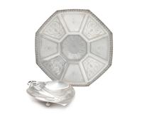 Two American Silver Dishes, Tiffany & Co., New York, NY, Circa 1914/Circa 1950, comprising an octagonal dish, the paneled sides etched
