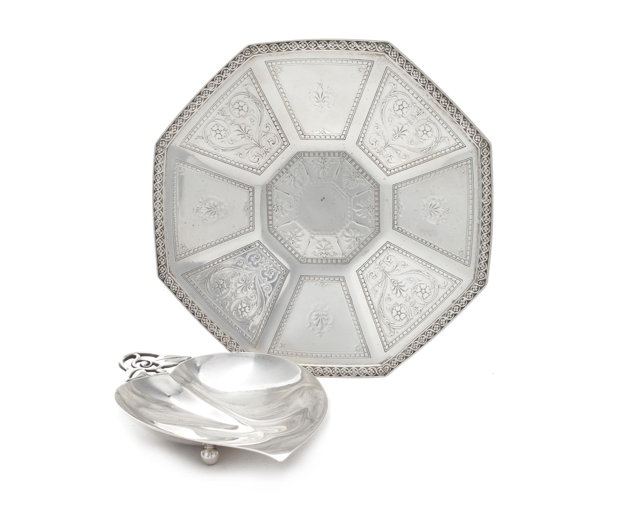 Two American Silver Dishes, Tiffany & Co., New York, NY, Circa 1914/Circa 1950, comprising an octagonal dish, the paneled sides etched