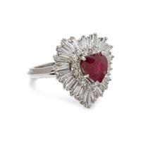 GLASS FILLED RUBY AND DIAMOND RING