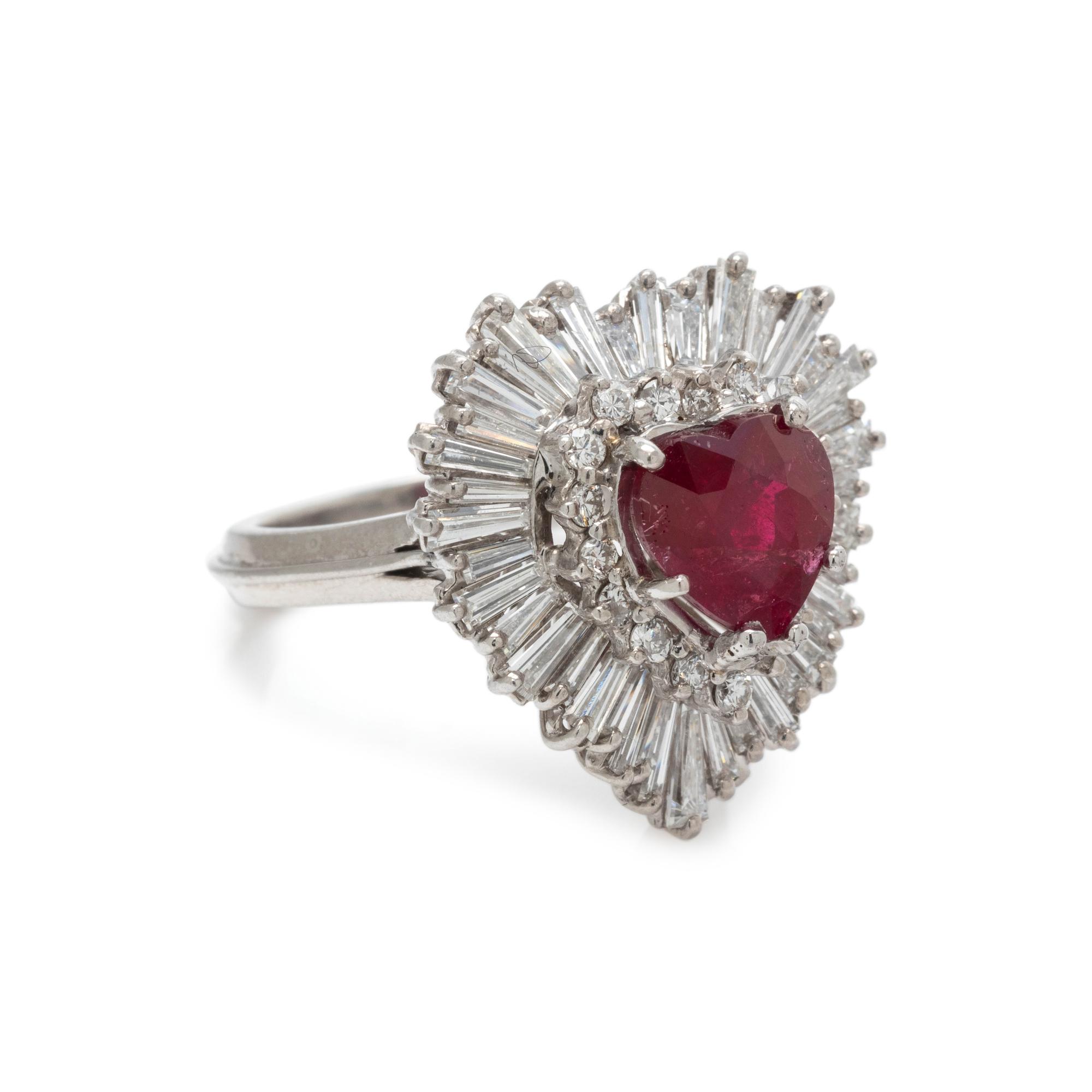 GLASS FILLED RUBY AND DIAMOND RING