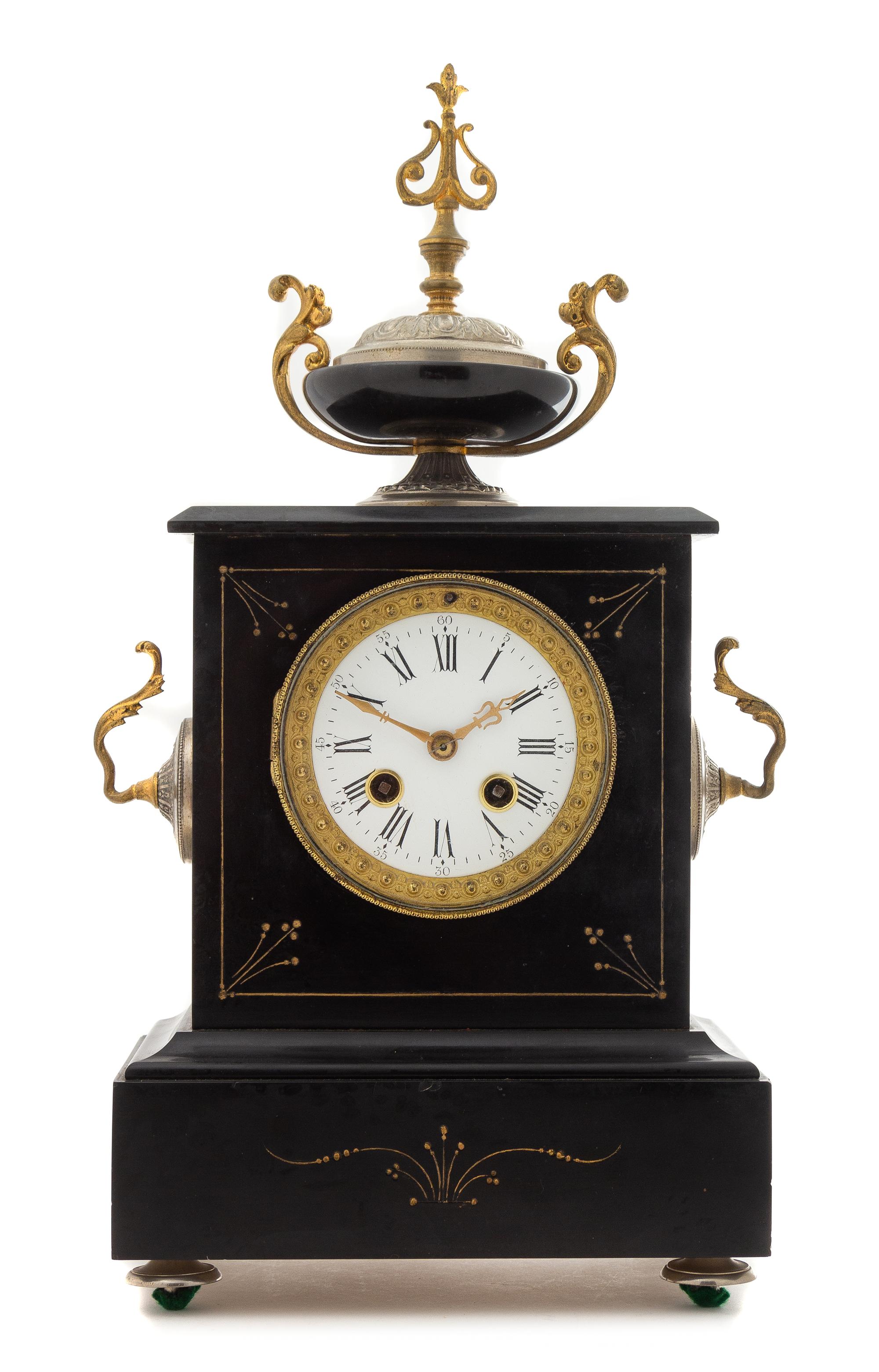 A Victorian Incised Slate Mantel Clock
