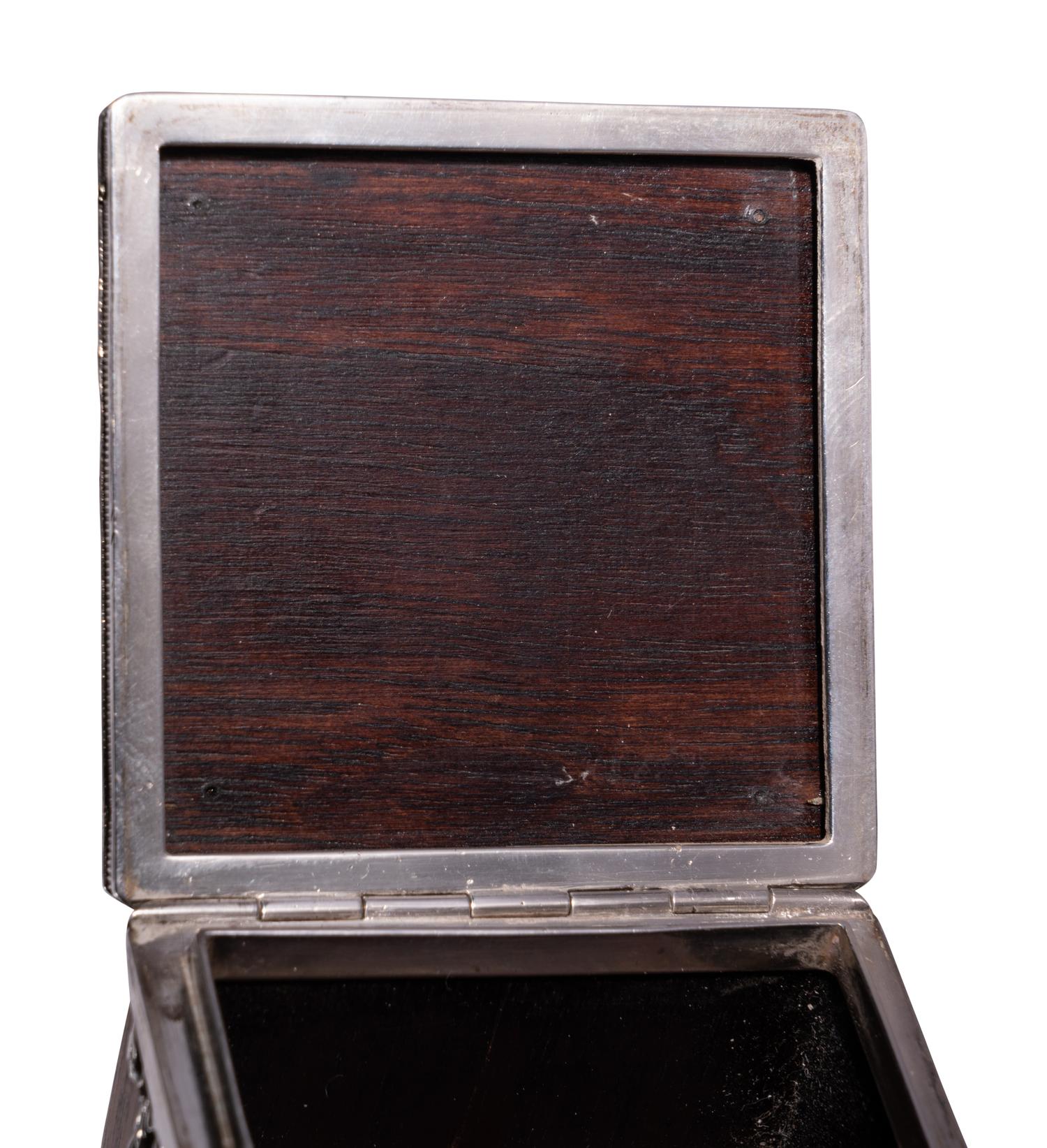A Fabergé Silver-Mounted Rosewood Stamp Box