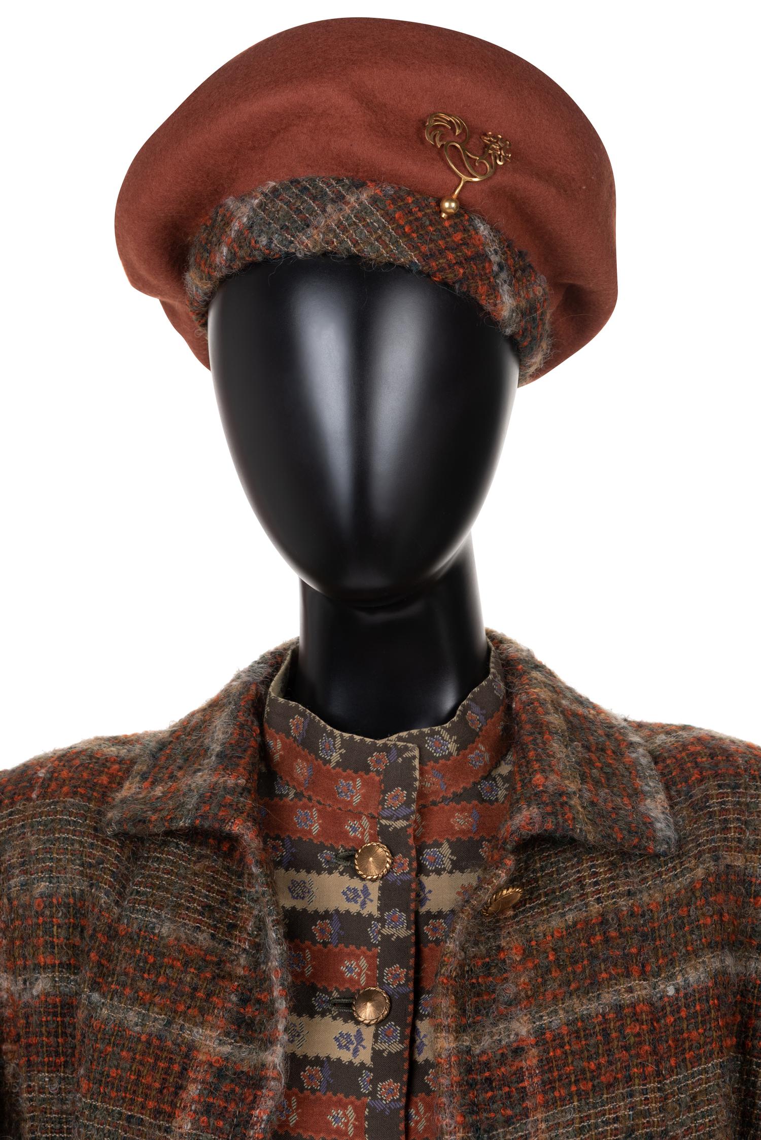 Chanel Haute Couture Skirt Suit and Coat, with Paulette Beret, 1981