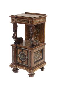 A North Italian Marquetry Side Table, LATE 19TH CENTURY, Height 37 1/2 x width 17 1/4 x depth 15 7/8 inches. — LATE 19TH CENTURY,