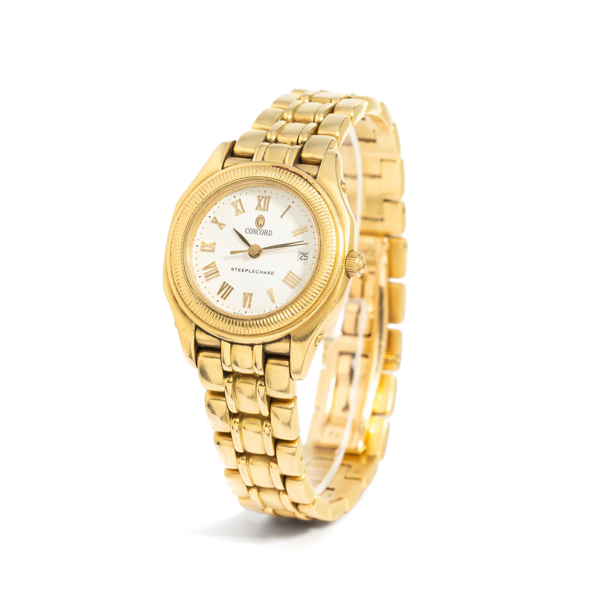 CONCORD, 'STEEPLECHASE' 18K YELLOW GOLD DATE WATCH
