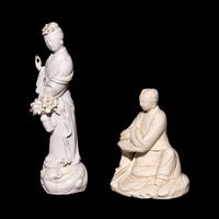 Two Chinese Blanc de Chine Porcelain Guanyin Figures