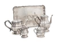 A Chinese Export Silver Five-Piece Tea and Coffee Service
