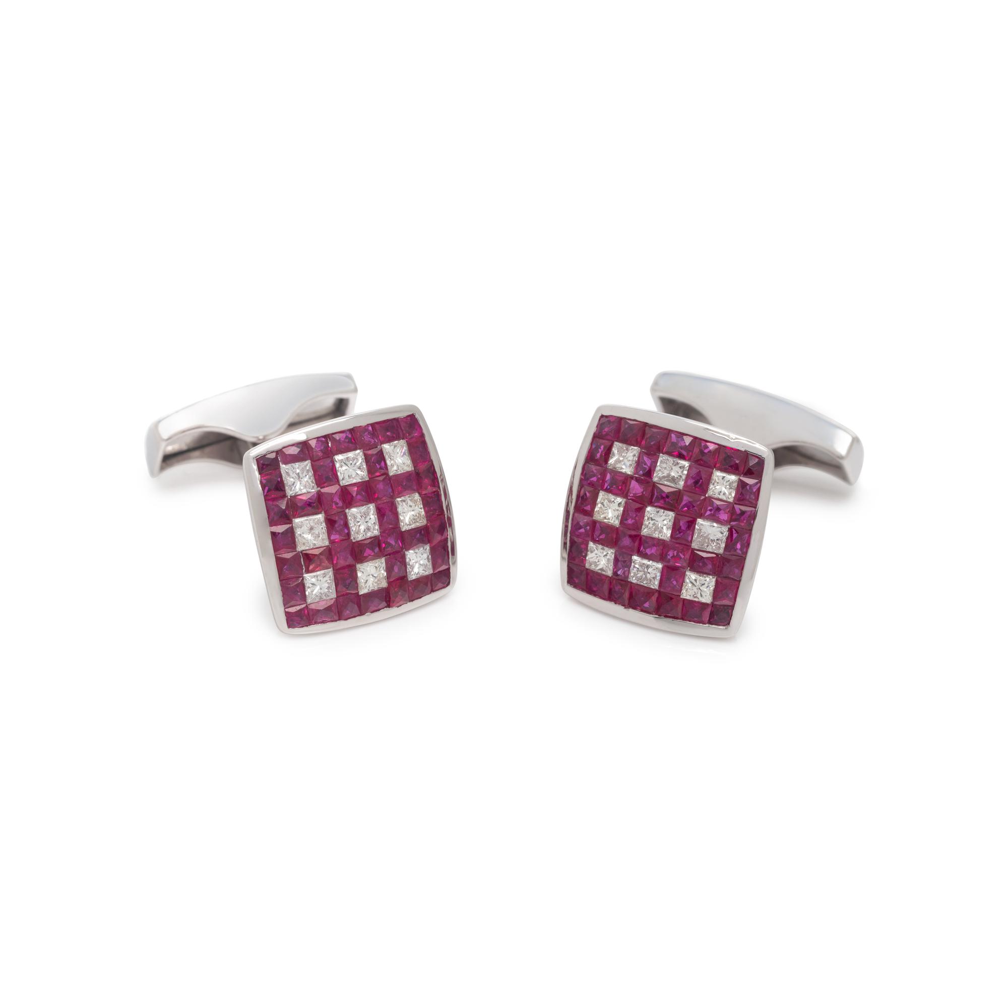 RUBY AND DIAMOND CUFFLINKS