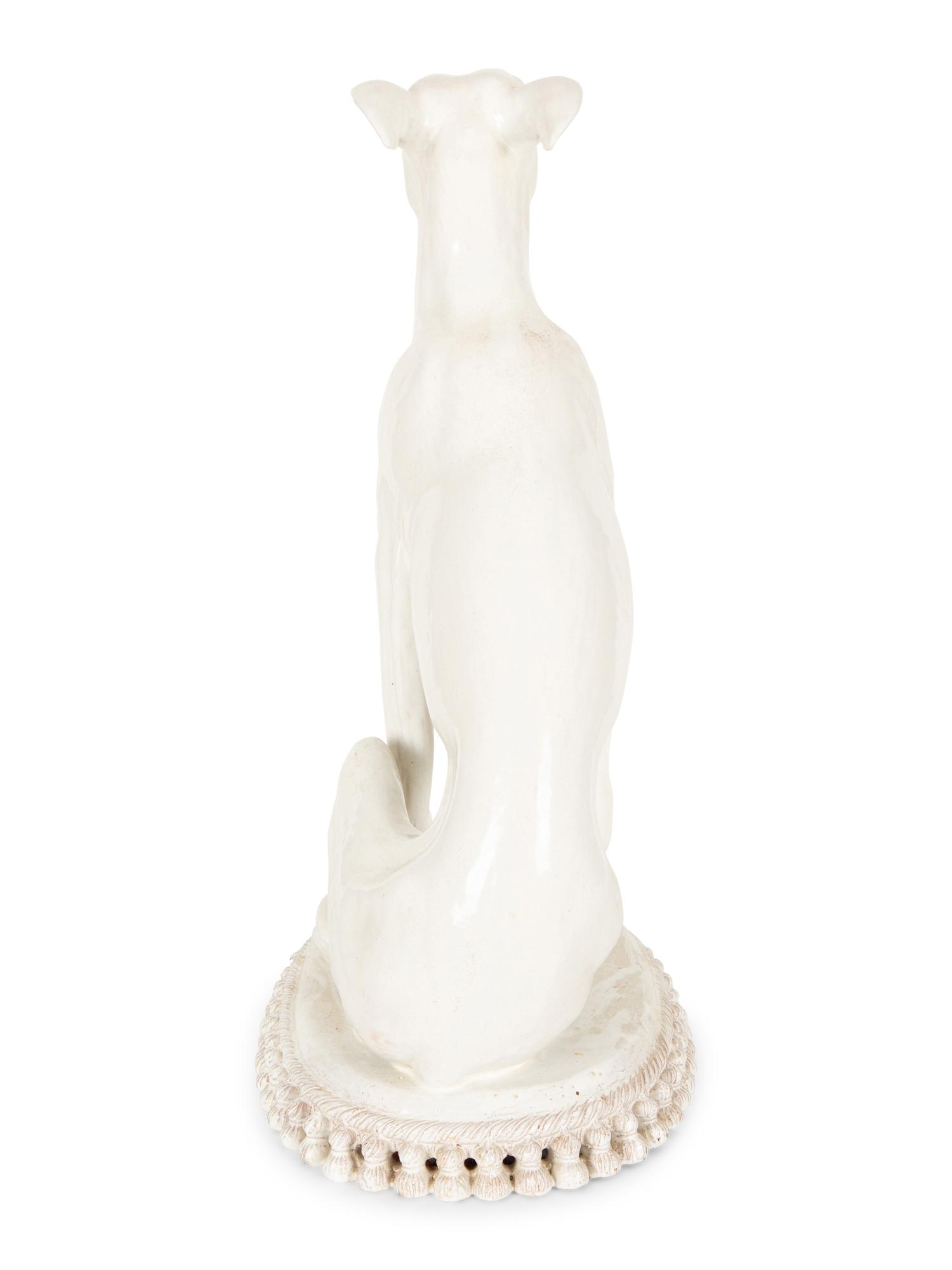 A Glazed Pottery Whippet Sculpture
