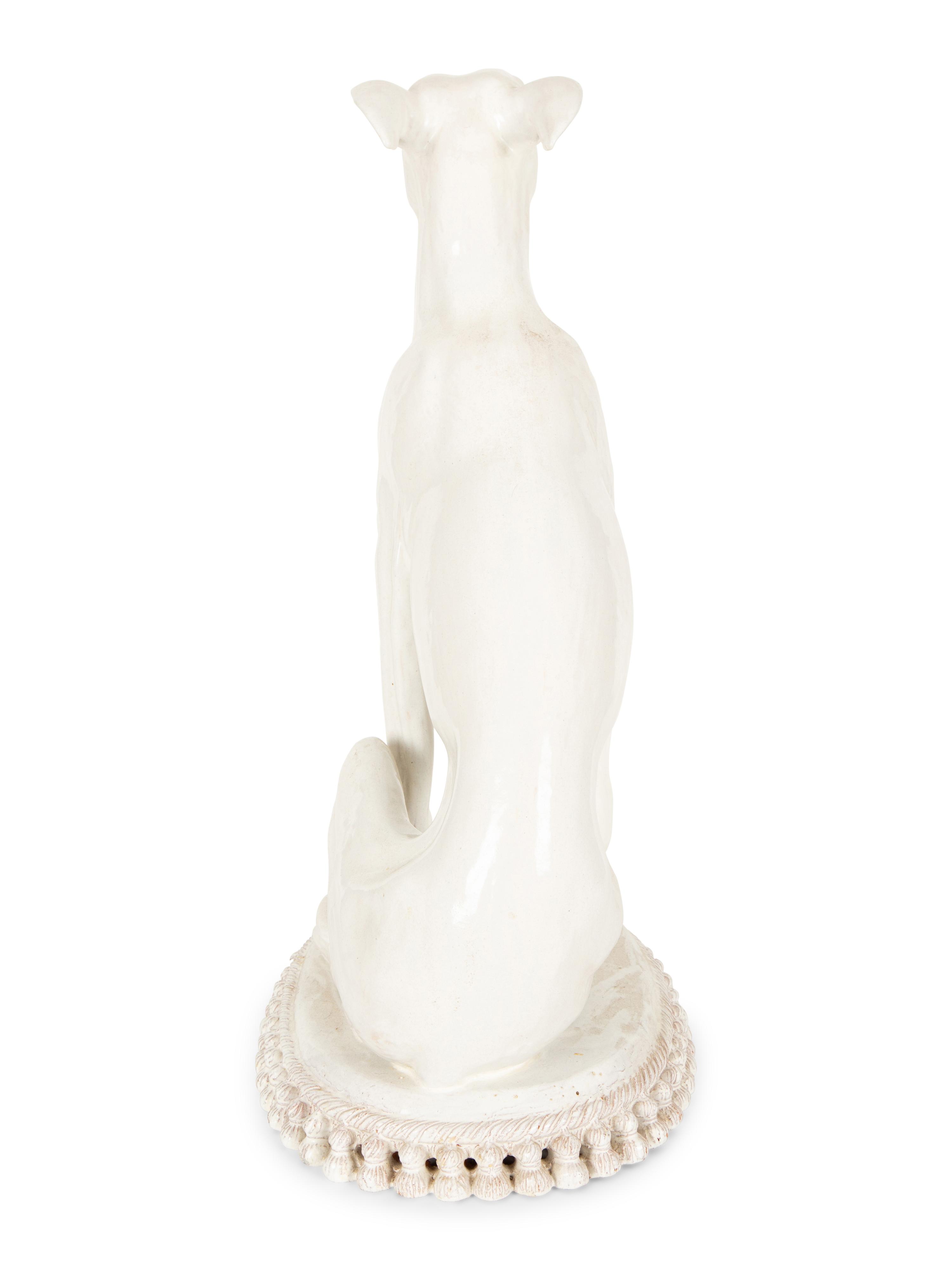 A Glazed Pottery Whippet Sculpture