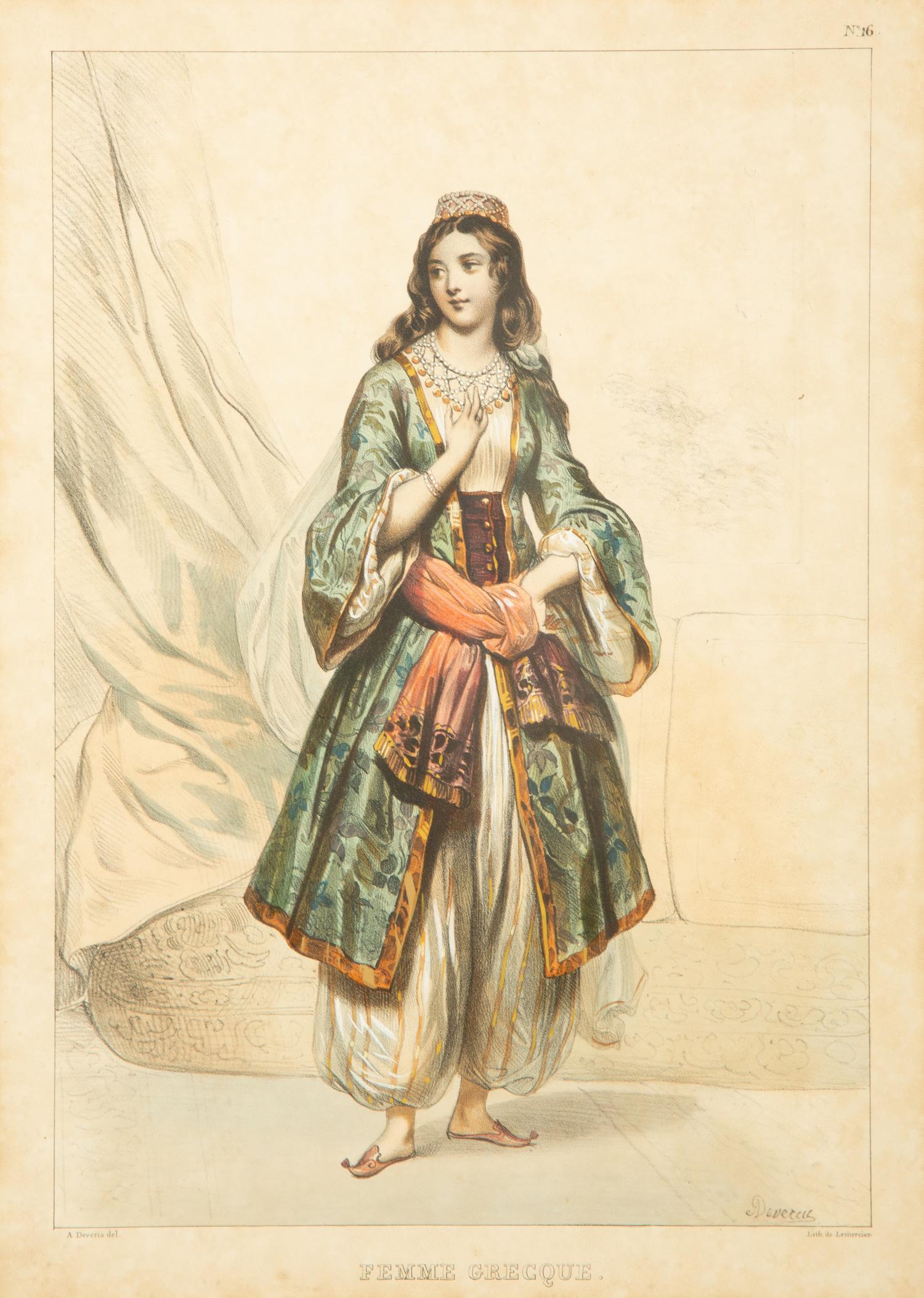 A Set of Six Framed Hand-Colored Costume Engravings