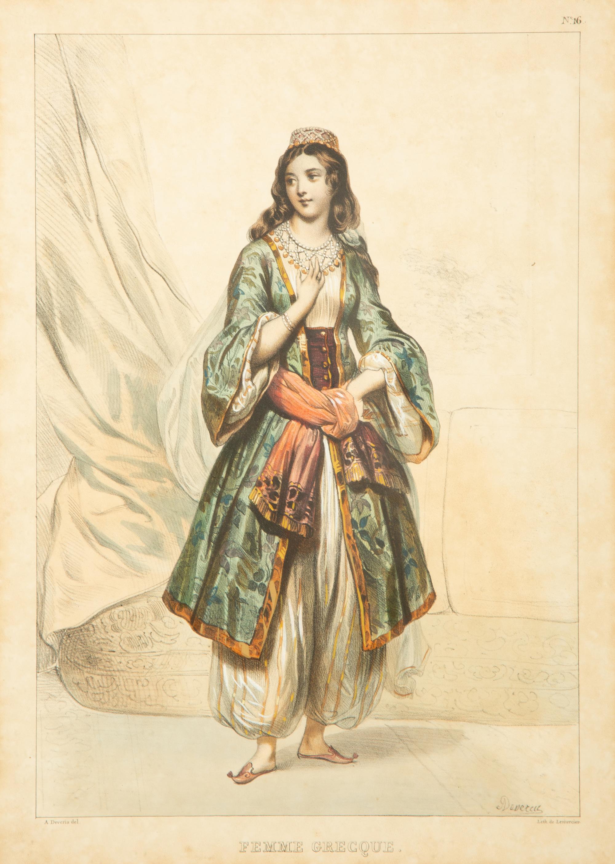 A Set of Six Framed Hand-Colored Costume Engravings