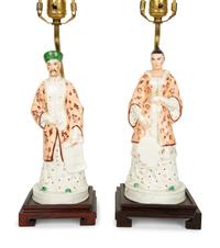 A Pair of Paris Porcelain Figures Mounted as Lamps