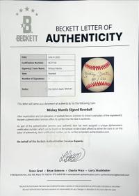 A Mickey Mantle Signed Autograph Home Run Edition Baseball (Beckett Authentication Services) - Numbered of 536