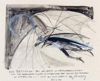 (BRADBURY, RAY) MUGNAINI, JOSEPH. Dr. Moundshroud, ink-and-gouache sketch from The Halloween Tree, 1971. Inscribed by Bradbury.