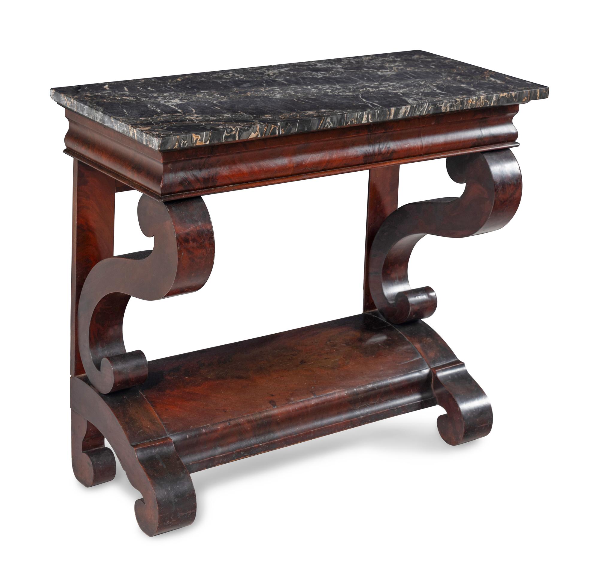 A Classical Mahogany Marble-Top Console Table