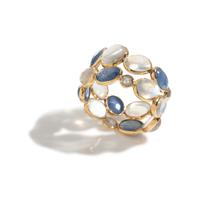 MOONSTONE, TANZANITE AND DIAMOND RING