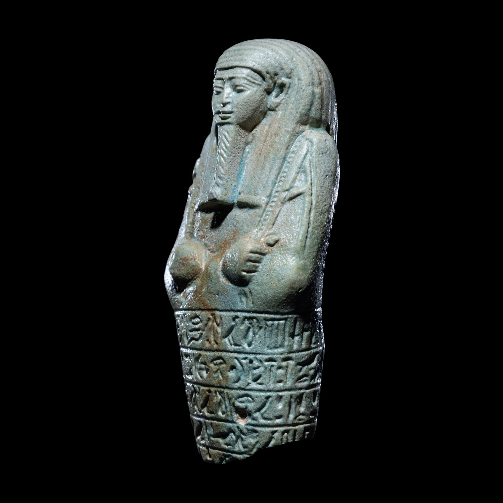 An Egyptian Faience Ushabti for Wah-Ib-Re-Sa-Neith