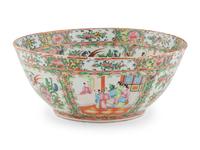 A Chinese Export Rose Medallion Porcelain Punch Bowl