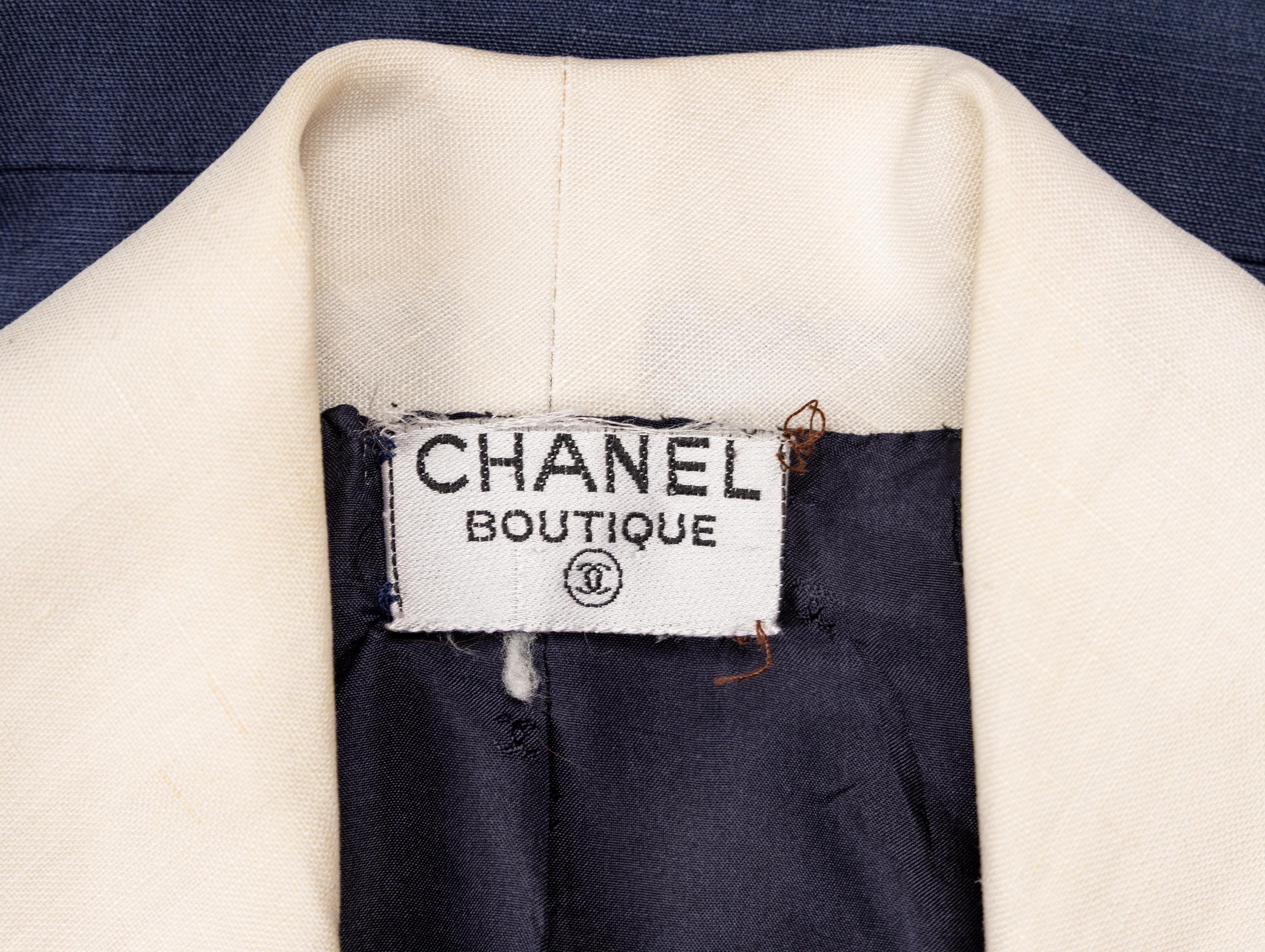 Chanel, Navy Linen Dress Suit
