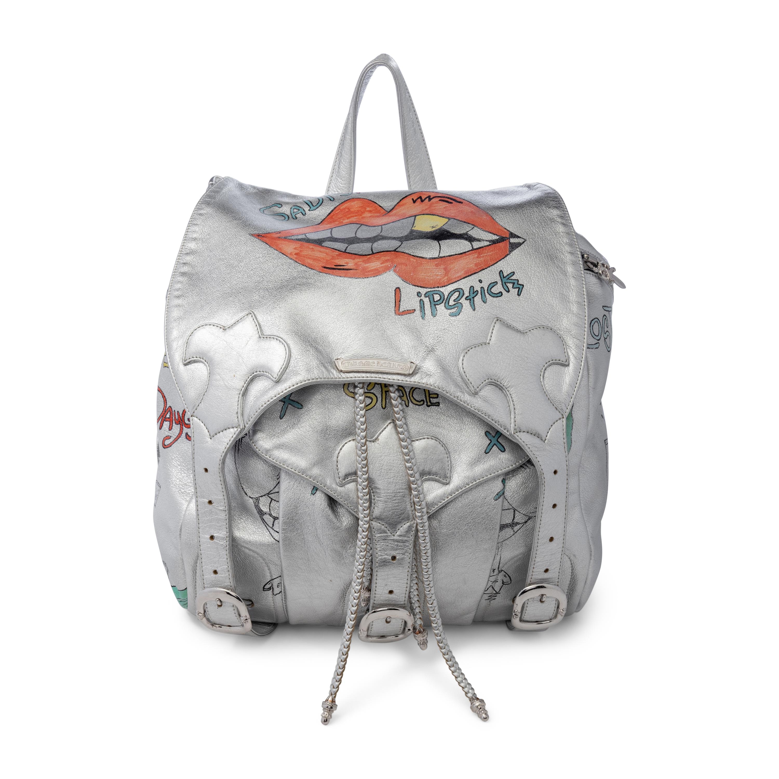 CHROME HEARTS, SILVER LEATHER GRAFFITI BACKPACK, 1995