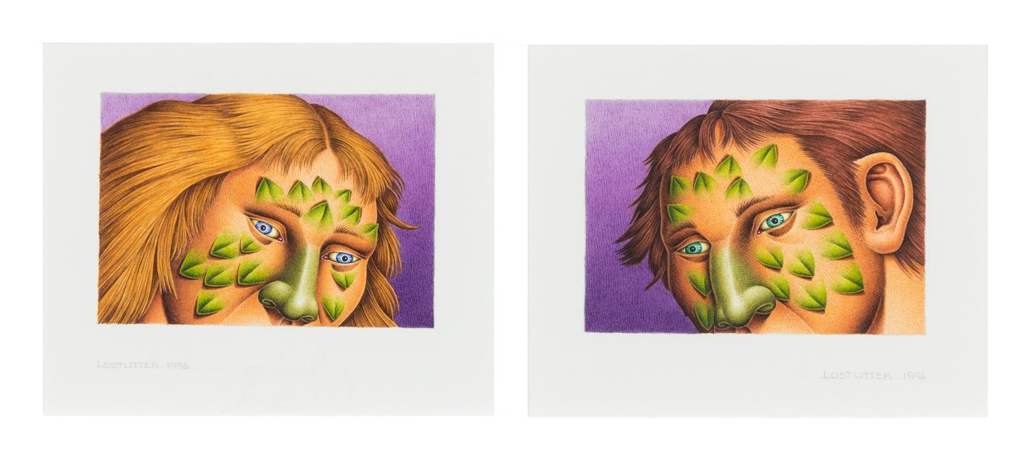 Robert Lostutter, (American, b. 1939), Untitled (Head of Man and Women) and Untitled (Head of Man and Women), 1996