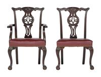 Eight Irish Chippendale Style Mahogany Chairs