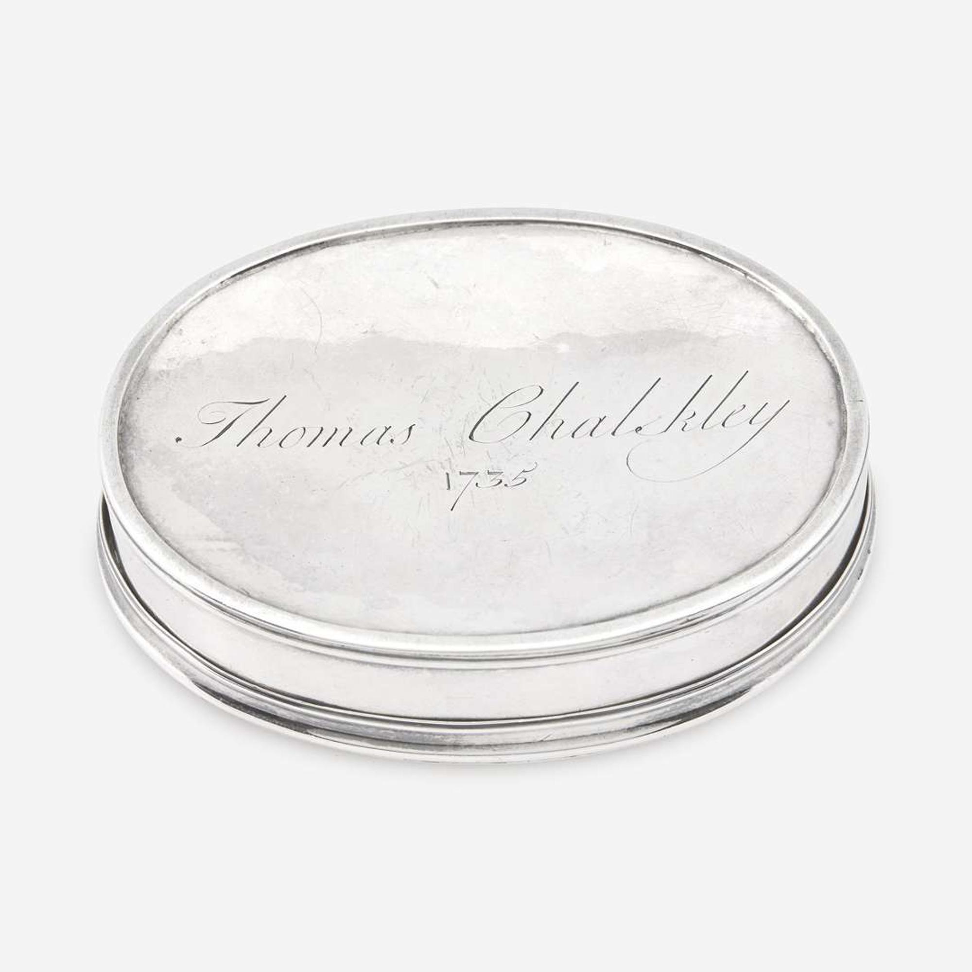 A George I sterling silver snuff box owned by Thomas Chalkley (1675-1741) Maker's mark rubbed, London, 1720