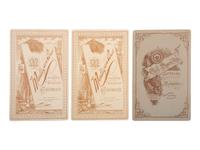 [BENJAMIN HARRISON]. A group of cabinet card portraits featuring campaign badges, flags, and pins, comprising: