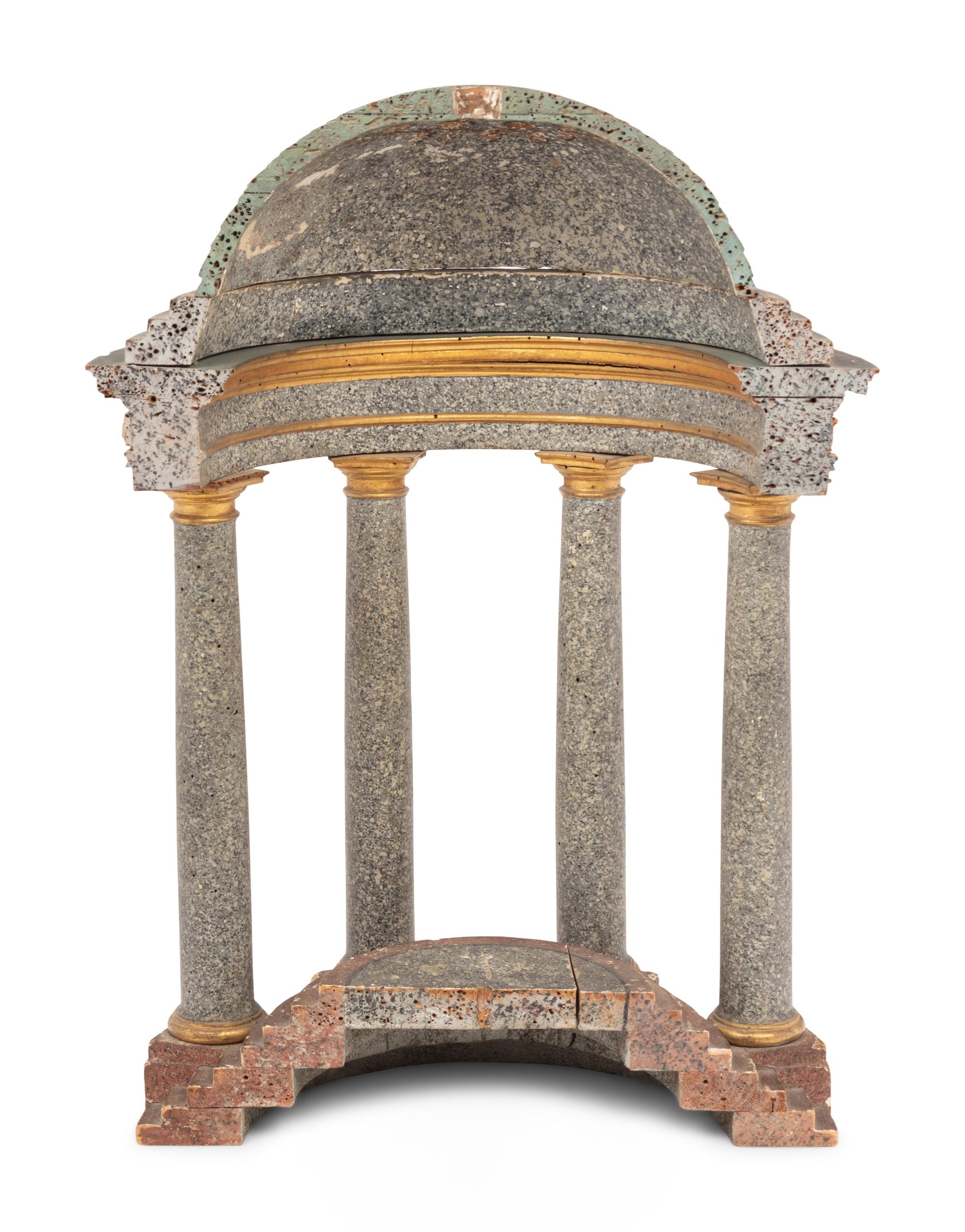 A Grand Tour Style Polychrome Decorated and Parcel Gilt Architectural Model