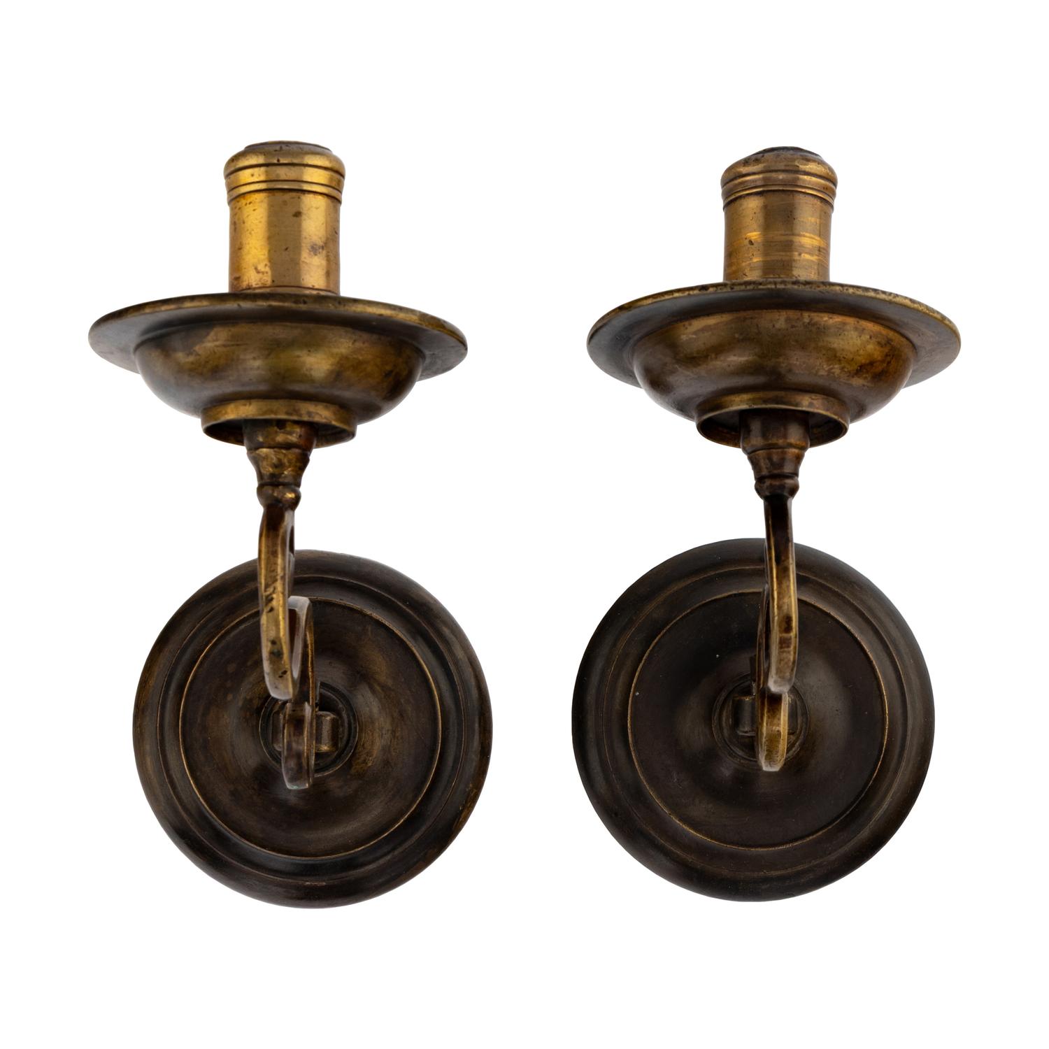 A Pair of English Brass Sconces