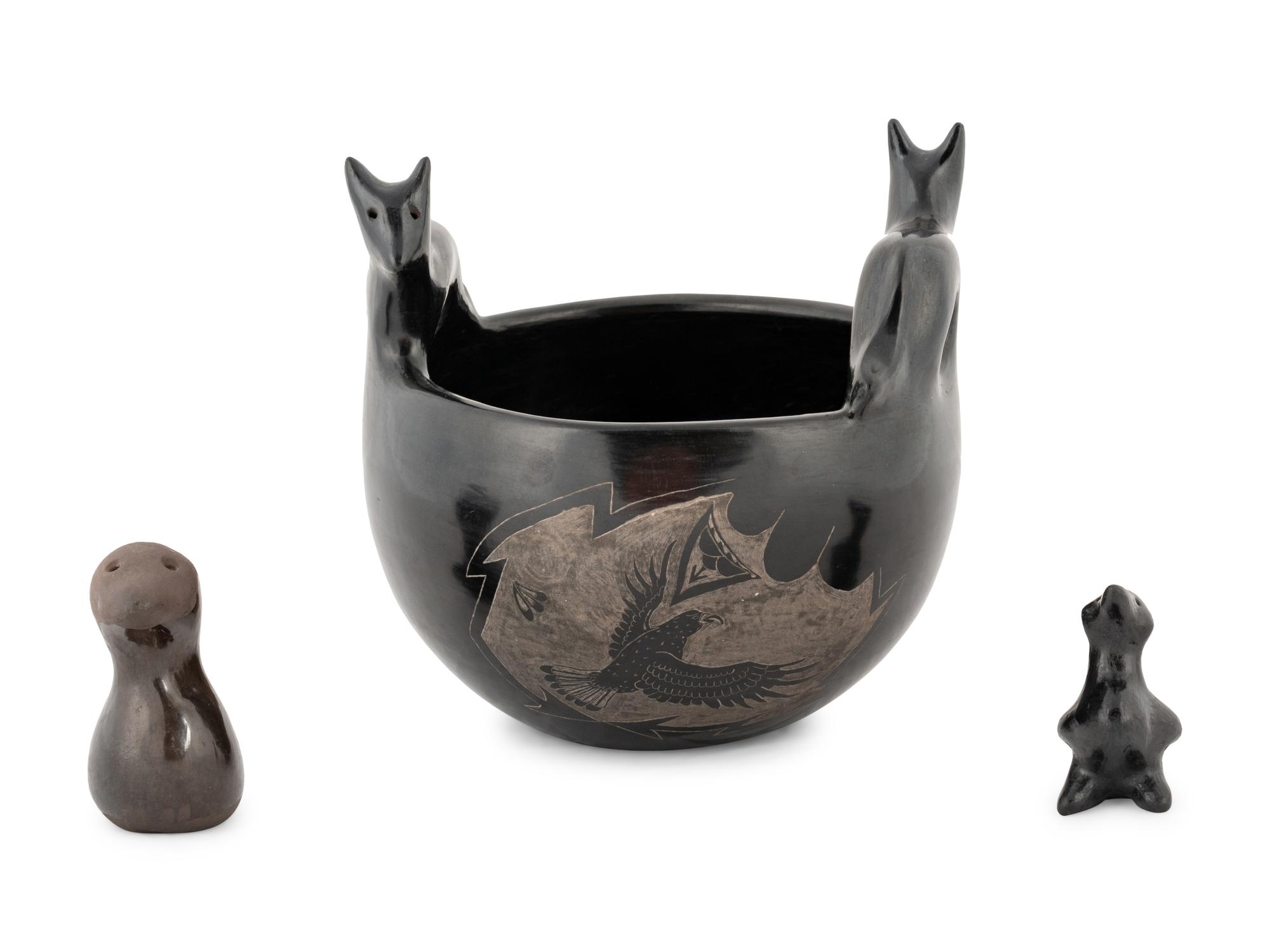 Blackware Pottery Bowl, PLUS