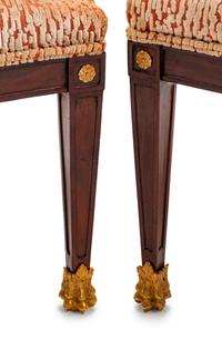 A Pair of Empire Style Gilt-Bronze-Mounted Mahogany Fauteuils