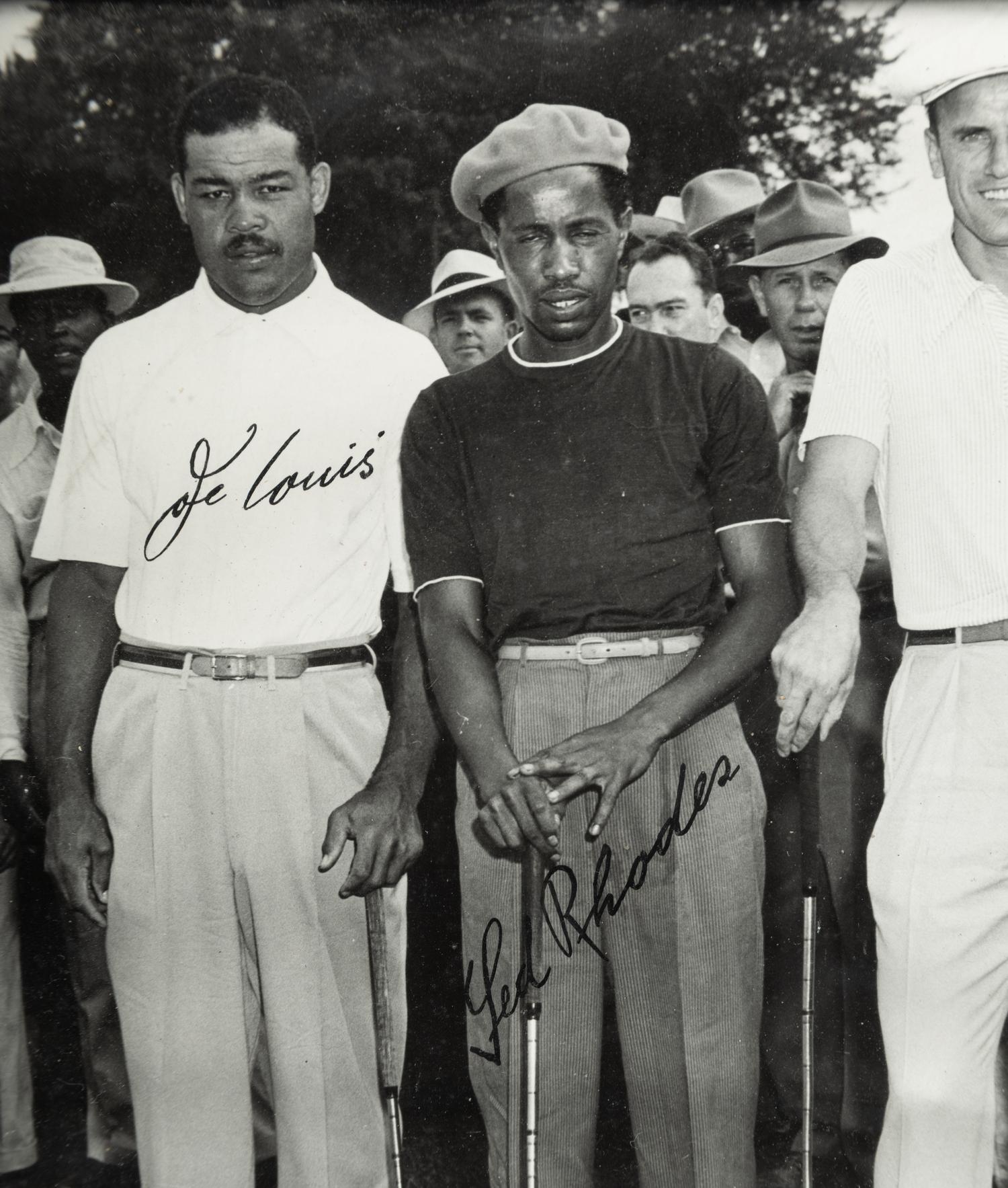 A Vintage Joe Louis and Ted Rhodes Signed Autograph Golf Foursome Photo,