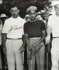 A Vintage Joe Louis and Ted Rhodes Signed Autograph Golf Foursome Photo,