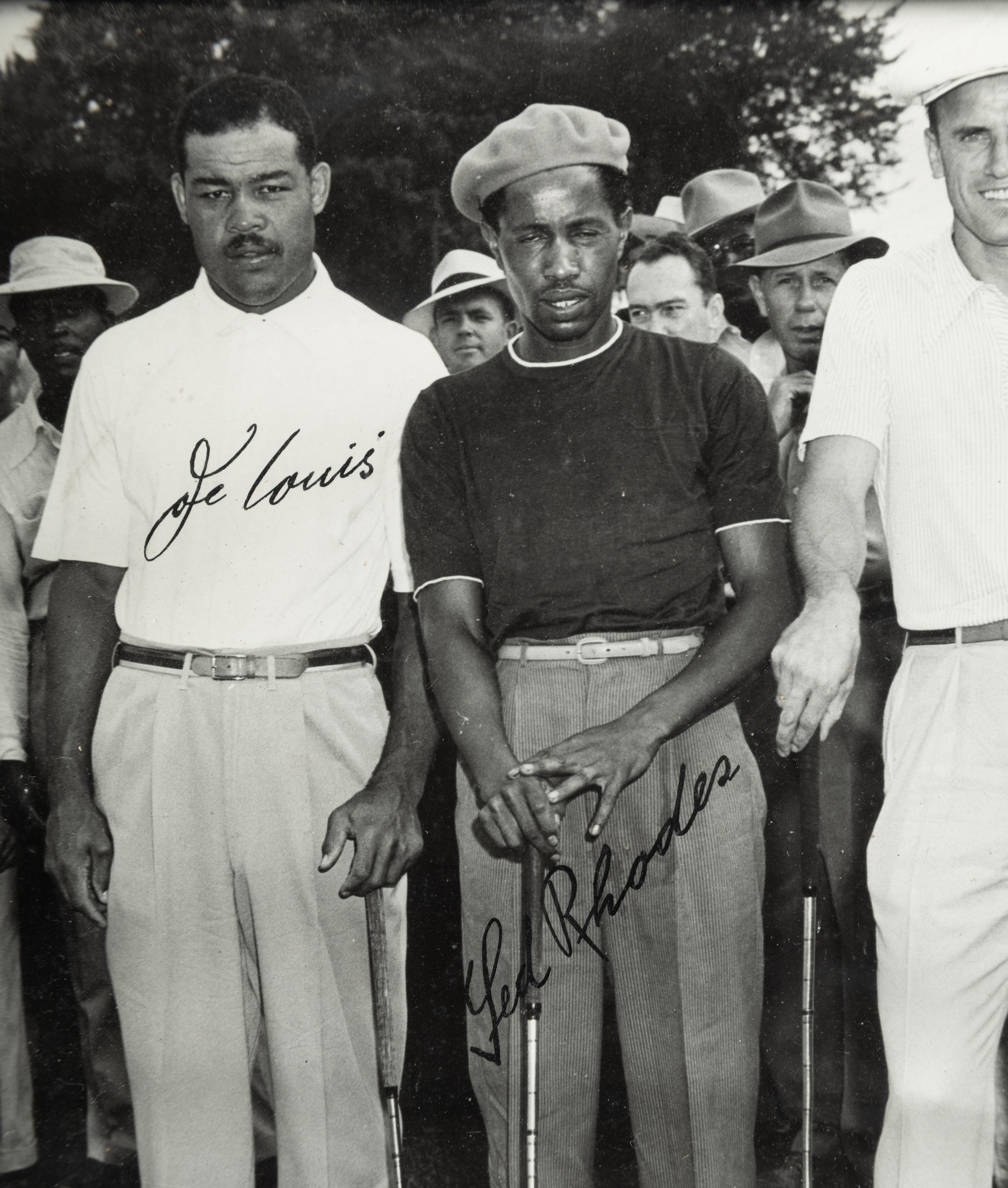 A Vintage Joe Louis and Ted Rhodes Signed Autograph Golf Foursome Photo,