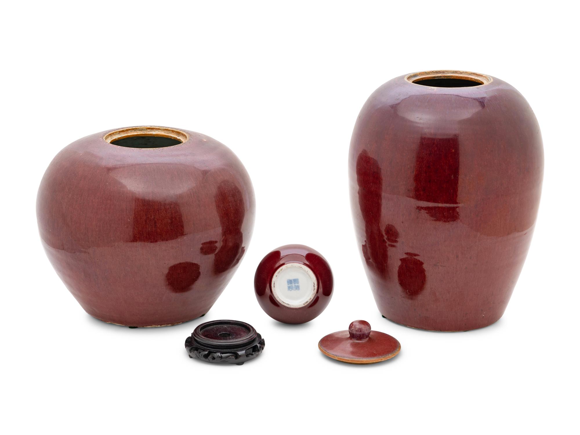 Three Chinese Oxblood Red Glazed Porcelain Articles