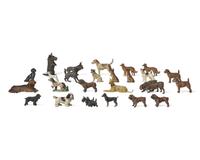 A Collection of Twenty-Five Cast and Painted Metal Dog Figurines