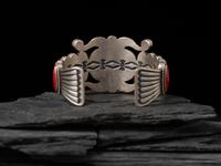 Sterling Silver and Coral Cuff Bracelet